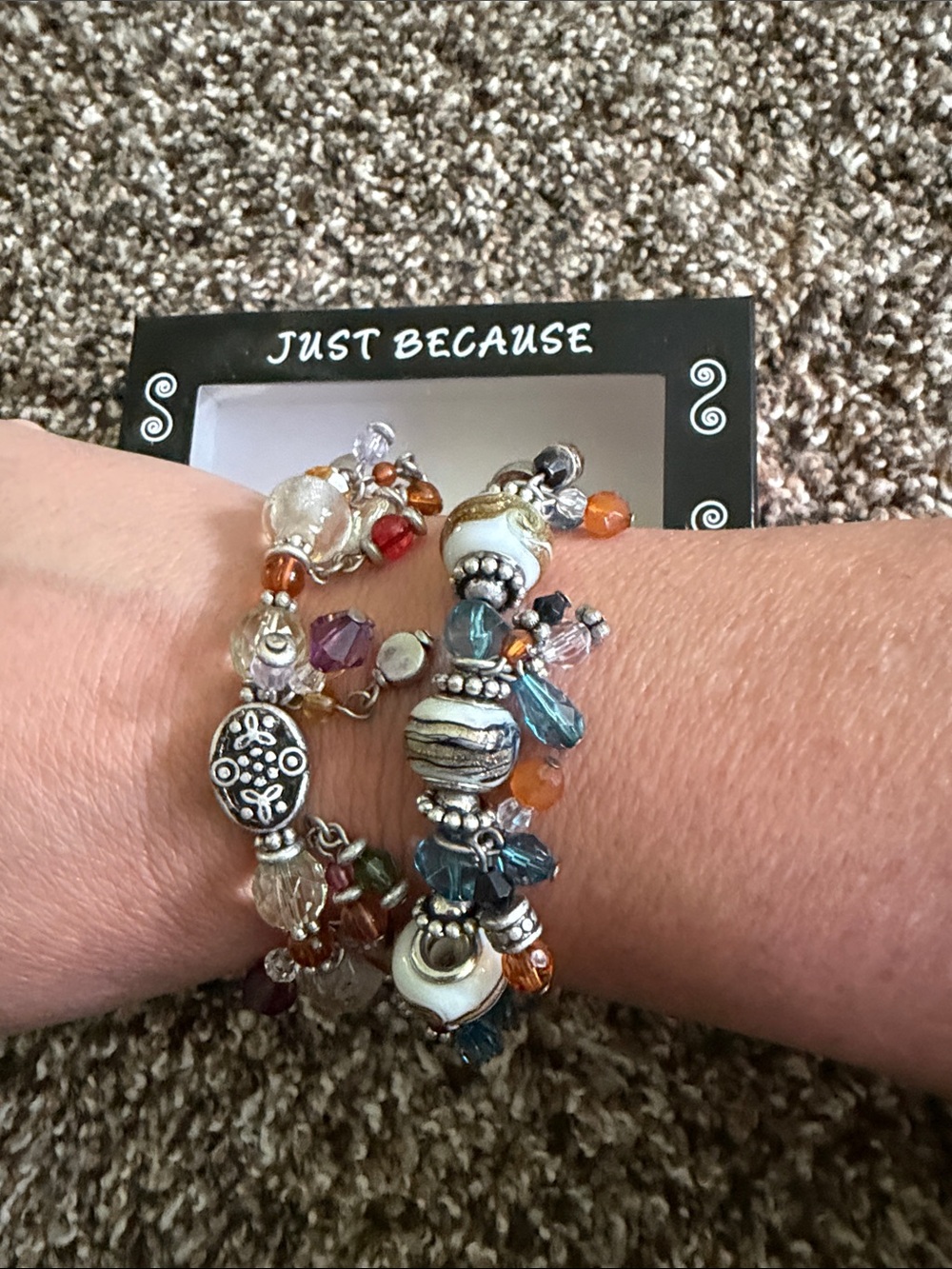 Just Because Multicolor Crystal & Charm Bracelets with Silver Accents - Picture 1 of 3
